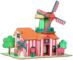  Puzzle 3D, din lemn, Ferma cu lalele, 82 piese (HE06)