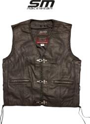 SM Racewear Vesta moto SM Racewear Sinister - piele bovina groasa, croiala in V, margini impletite si inchidere cu carabine metalice (VPS064-XXL)