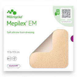 Mölnlycke Mepilex EM lágy szilikonos habkötszer 17, 5 x 17, 5 cm 5 db