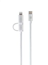 ER Cablu dublu ER POWER USB-C C/L Mfi 100cm alb (ERPW2CL100-WH)
