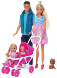 Simba Toys Set Simba Steffi Love Welcome Surprise Family cu papusa Steffi 29 cm Kevin 29 cm si Evi 12 cm +3 ani (S105733426) Papusa