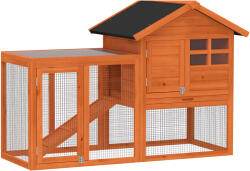 PawHut Coteț iepuri 2 etaje coteț cu acoperiș bituminos impermeabil parc exterior rampă uși lemn 123, 5x62, 6x92, 5 cm Portocaliu | Aosom Romania (D51-088V00OG)
