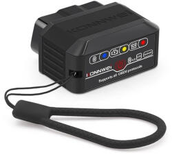 Konnwei Kw906 Diagnoză Auto Obd2 Bluetooth 5.0 Buton Pornit-Oprit Compatibil Android Ios Elm 327 Obdii Negru (KW906)