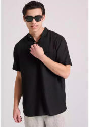 Funky Buddha Cu mânecă scurtă In Cămașă în Linie lată Negru FBM011-006-05-Black (FBM011-006-05-Black)