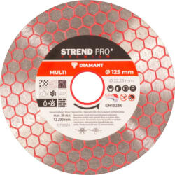 Strend Pro Gyémánt csiszoló- és vágókorong, Strend Pro Premium, 125 x 2, 0 x 22, 23 mm, maximum 12 200 fordulat/perc, univerzális felhasználás, nedves és száraz vágáshoz (TC2232045)