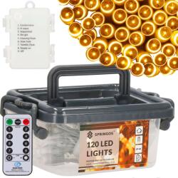 Sersimo Instalatie lumini de exterior pentru gradina, 9 metri, 120 LED-uri, cu baterii, galben (CL0171)