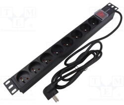 Qoltec Prelungitor Power strip for RACK 1U 16A, PDU, 8xFRENCH, 2m (54471) - vexio