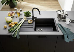BLANCO Legra XL 6 S gránit mosogató 86x50 cm lefolyógarnitúrával és konyhai csapteleppel, fekete 526087-SET1 (526087-SET1)