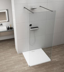 POLYSAN ESCA szabadon álló Walk-in zuhanyfal átlátszó üveggel 1200x2100 mm, matt fekete ES1012-06 (ES1012-06)