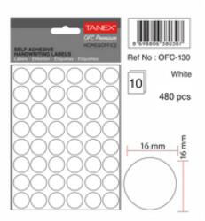 Tanex Etichete autoadezive albe rotunde, TANEX (TX-OFC-12X-WH)