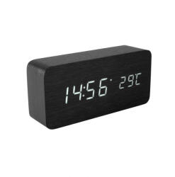 Somogyi Elektronic Kft SOMOGYI Home OC 04 digitális LED ébresztőóra, valódi faburkolat, tapsra aktiválható fehér kijelző, dátum és hőmérséklet kijelzés, elemes vagy hálózati tápellátás (OC 04)