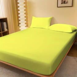 Ralex Pucioasa Husa de pat jersey verde neon din bumbac 100% cu elastic + 2 fete de perna incluse (RPU-75062)