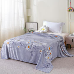 Ralex Pucioasa Patura cocolino gri cu flori delicate 200x230 cm (RPU-90484) Patura