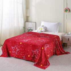 Ralex Pucioasa Patura cocolino rosie cu stelute si inimioare 200x230 cm (RPU-90471) Patura