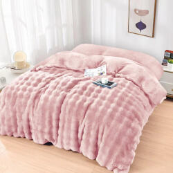 Ralex Pucioasa Patura cocolino roz deschis cu model pufos in relief 200x230 cm (RPU-83361) Patura