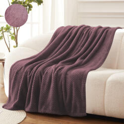 Ralex Pucioasa Patura cocolino mov pruna cu aspect tricotat 200x230 cm (RPU-91228) Patura