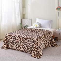 Ralex Pucioasa Patura cocolino bej cu imprimeu leopard 200x230 cm (RPU-90474) Patura