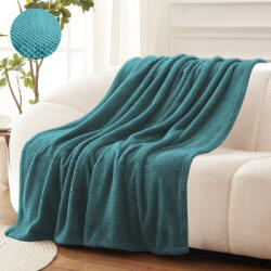 Ralex Pucioasa Patura cocolino verde petrol cu aspect tricotat 200x230 cm (RPU-87268) Patura