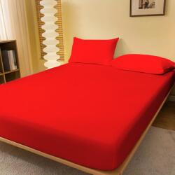 Ralex Pucioasa Husa de pat jersey rosu cardinal din bumbac 100% cu elastic + 2 fete de perna incluse (RPU-75065)
