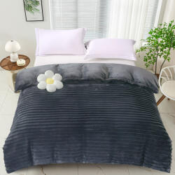 Ralex Pucioasa Patura cocolino gri antracit striata 200x230 cm (RPU-92654) Patura