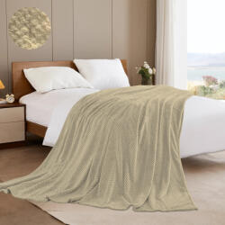 Ralex Pucioasa Patura cocolino bej kaki deschis cu aspect tricotat 200x230 cm (RPU-91224) Patura