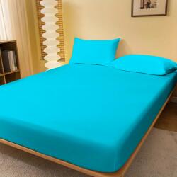Ralex Pucioasa Husa de pat jersey turcoaz intens din bumbac 100% cu elastic + 2 fete de perna incluse (RPU-75249)