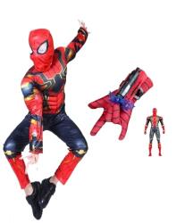 DEPOX Set costum, manusa cu ventuze si figurina Iron Spiderman, marimea L, 7-9 ani, rosu (0577) Costum bal mascat copii