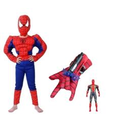 DEPOX Set costum cu muschi, manusa cu ventuze si figurina Spiderman, 3-5 ani (0572) Costum bal mascat copii