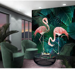  TF30046703 flamingós zöld tapétaposzter (265x270cm)