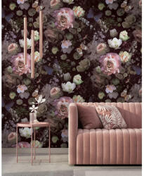  TF30081603 virágmintás fekete tapétaposzter (159x270cm)