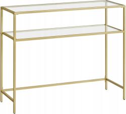 Songmics Konzolasztal Üveg Arany Minimalista Modern Szabályos Lábak (LGT025A01)