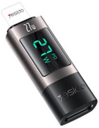 YESIDO GS25 OTG adapter Lightning/Type-C LED 27W fekete (155588)