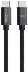 Maxlife MXUC-12 USB-C-USB-C kábel 1, 0 m 100W fekete (160792)