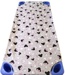  Vízhatlan PUR gumifüles gyermek lepedő - 55 x 130 cm / szürke alapon rózsaszín masnis egérfej