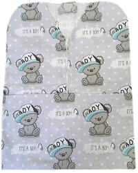  Szürke alapon boy koala macis vállfára húzható pamut oviszsák - 40x50 cm
