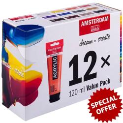 Royal Talens Amsterdam akrilfesték készlet - 12x120 ml, Value pack