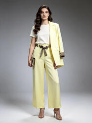  Beunique Fashion párduc mandzsettás palazzó nadrágos párduc öves szett Pastel Yellow One Size