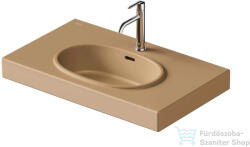 Duravit BALCOON 80x48 cm-es falra, vagy bútorra szerelhető mosdó leeresztővel, Duarshield mázzal, matt terra 241280AM00 (241280AM00)