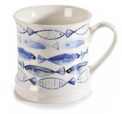 Decorer Cana portelan, cutie cadou alb albastru Fish 8.5x8.5 cm, 280 ml (A72.10.40C)
