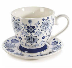 Decorer Ceasca portelan alb albastru in cutie cadou 10.5x9.5 cm, 400 ml (A72.10.85A)