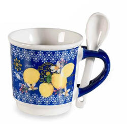 Decorer Set cana cu lingurita portelan multicolor Lamai 6x6 cm, 90 ml (A72.13.06E)