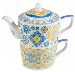 Decorer Set ceainic, ceasca portelan Maiolica 17x10x15 cm, 450 ml, 250 ml (A72.12.64C)