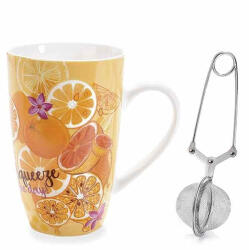 Decorer Cana ceai cu infuzor, portelan in cutie cadou Ø 8, 5 cm x 13, 5 H, 450 ml (A72.08.19A)