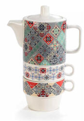 Decorer Set ceainic, 2 cesti portelan multicolor 14x8x20 cm, 320 ml, 190 ml (A72.11.97A)