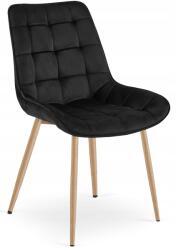 FDY Scaun Bucatarie/Dining Joy Negru Catifea, Picioare Metalice, Finisaj Lemn