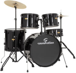 Soundsation EDK22B-BK - 5 részes dobszett, hársfa testtel, sárgaréz cintányérokkal, Fekete - hangfenyshop