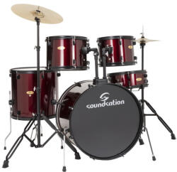 Soundsation EDK22B-WR - 5 részes dobszett, hársfa testtel, sárgaréz cintányérokkal, Borvörös - hangfenyshop