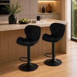 ARTOOL Set 2 scaune de bucatarie/bar, Artool, West, rotativ, catifea neagra, picior metal negru, 46x48.5x90-111 cm (3980_1-S2)
