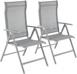 SONGMICS Set 2 scaune gradina pliabile cu spatar reglabil 8 pozitii, 150 kg, 56x70x106 cm, gri (EZ-GCB29GY)