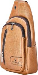 Donbolso Borseta crossbody unisex, de umar sau de mana din piele, Donbolso, 3 compartimente, 30 X 16 X 10 cm, Maro (DONB-000386)